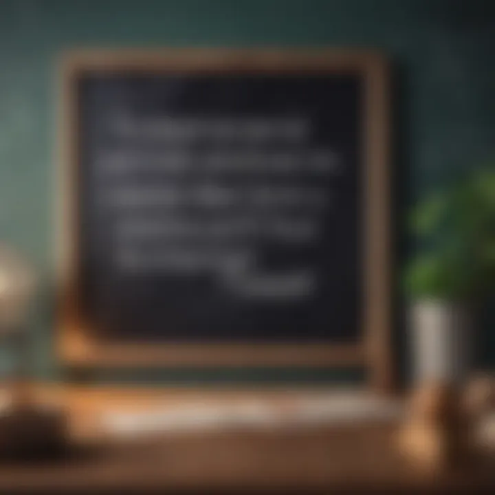 An inspiring quote written on a chalkboard in an inviting environment