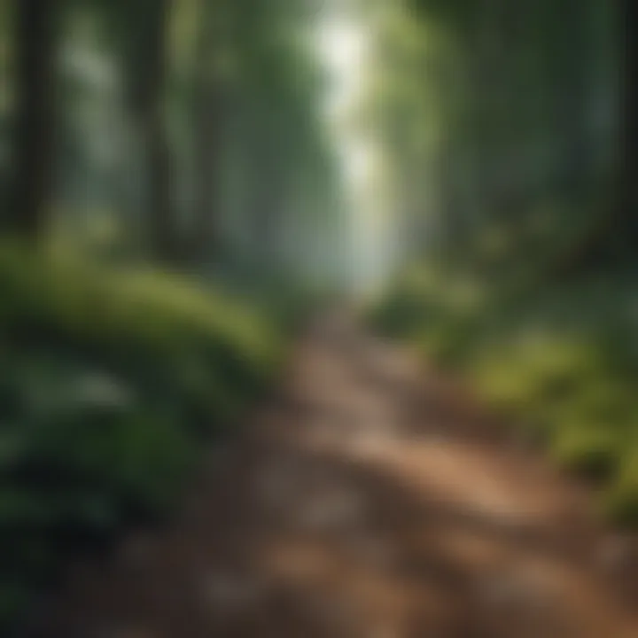 A winding path through a lush forest symbolizing the journey to find happiness and love