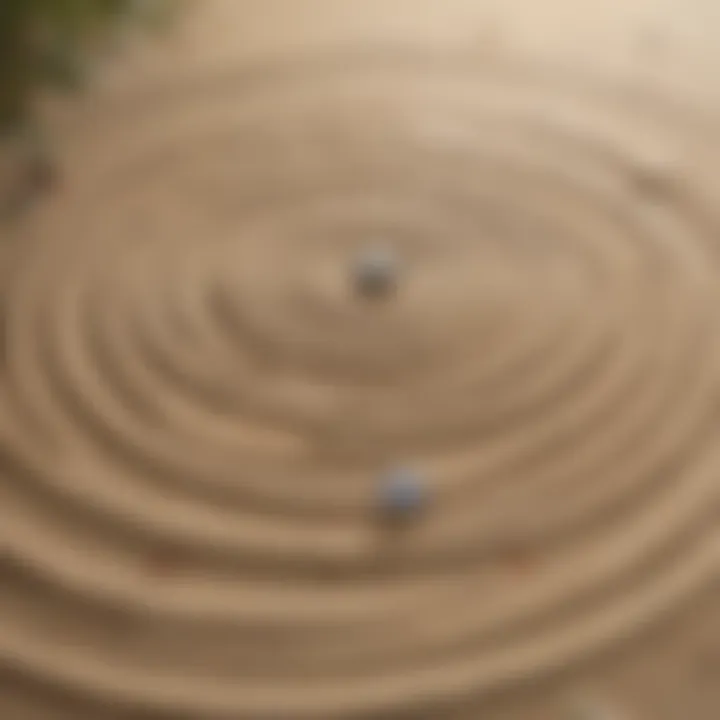 Zen garden with ripples in the sand