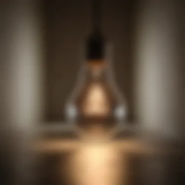 A light bulb glowing amidst shadows, illustrating the emergence of insight from self-doubt.