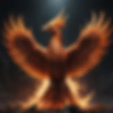 Illustration of a phoenix rising from ashes symbolizing self-renewal and transformation