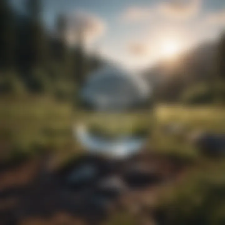 A serene landscape with uplifting quotes written in the sky