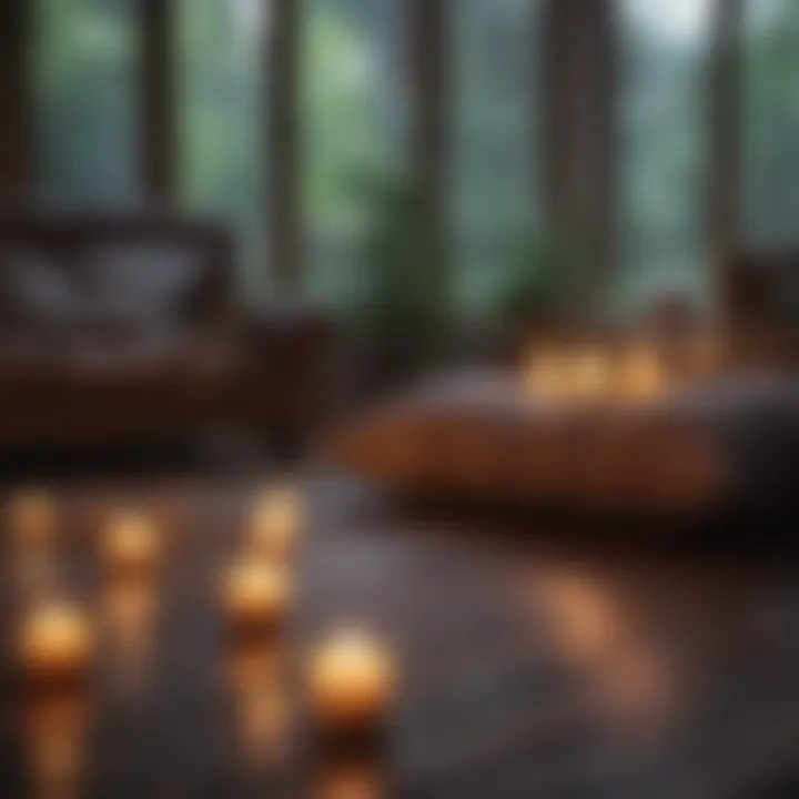 A meditative space with cushions and candles, inviting tranquility