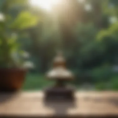 Tranquil Setting with Meditation Bell A tranquil setting illustrating the use of a meditation bell.