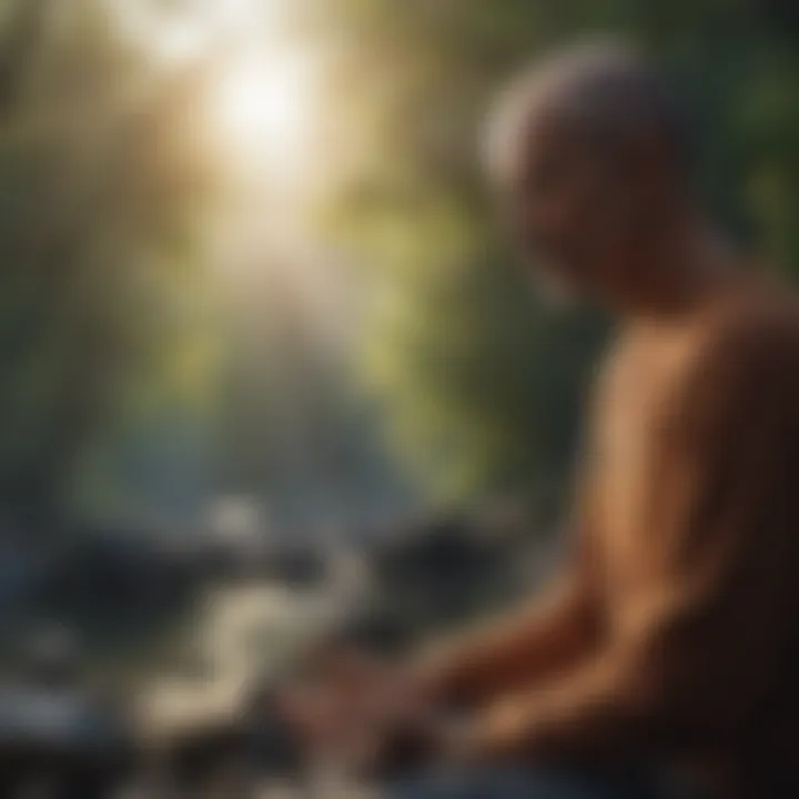 Close-up of a person meditating in a peaceful setting