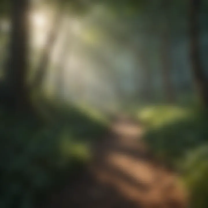 A serene landscape depicting a winding path through a forest.