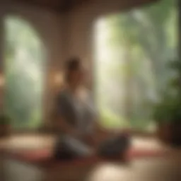 Illustration of a person meditating in a serene environment
