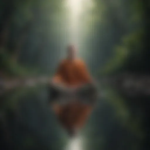 A tranquil scene representing mindfulness and self-reflection