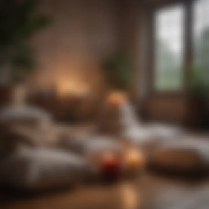 Meditation space with cushions and candles