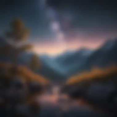 Glistening starlit sky over a serene mountain range