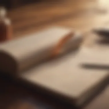Reflection on Gratitude An open notebook with a quill, symbolizing reflection and thankfulness.
