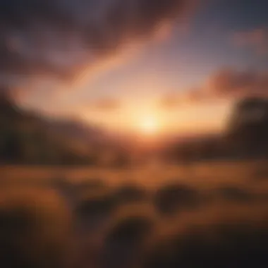 A beautiful sunset over a peaceful landscape, evoking feelings of appreciation.