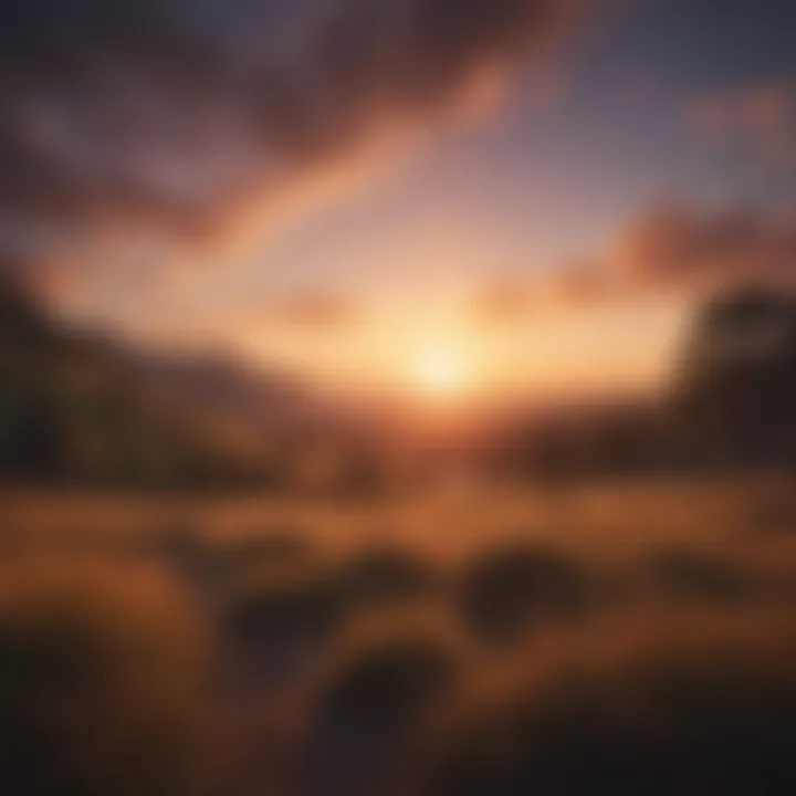A beautiful sunset over a peaceful landscape, evoking feelings of appreciation.