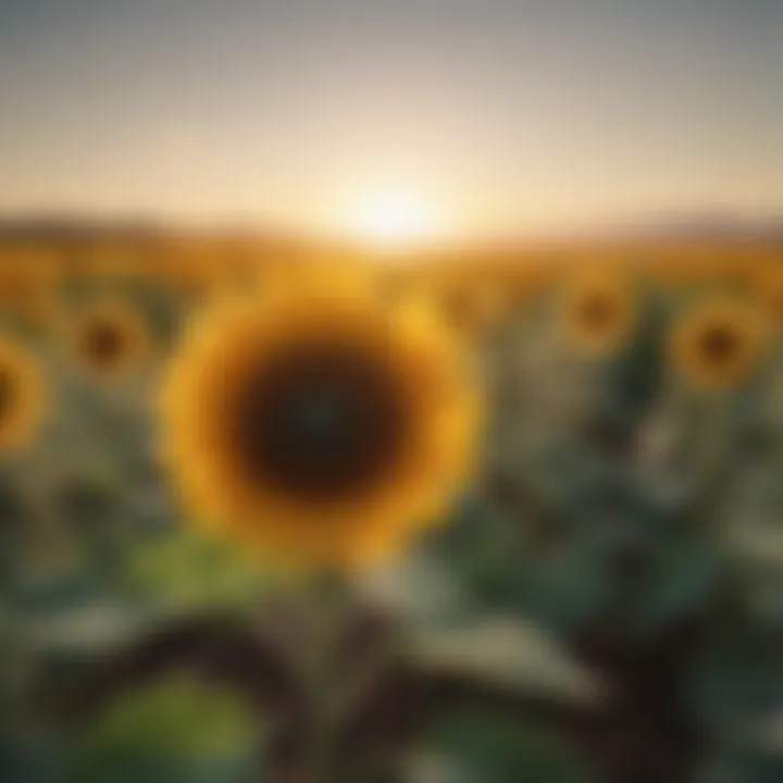 A field of sunflowers basking in the golden sunlight