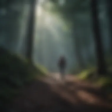 Illustration of a therapist guiding a patient through a dark forest