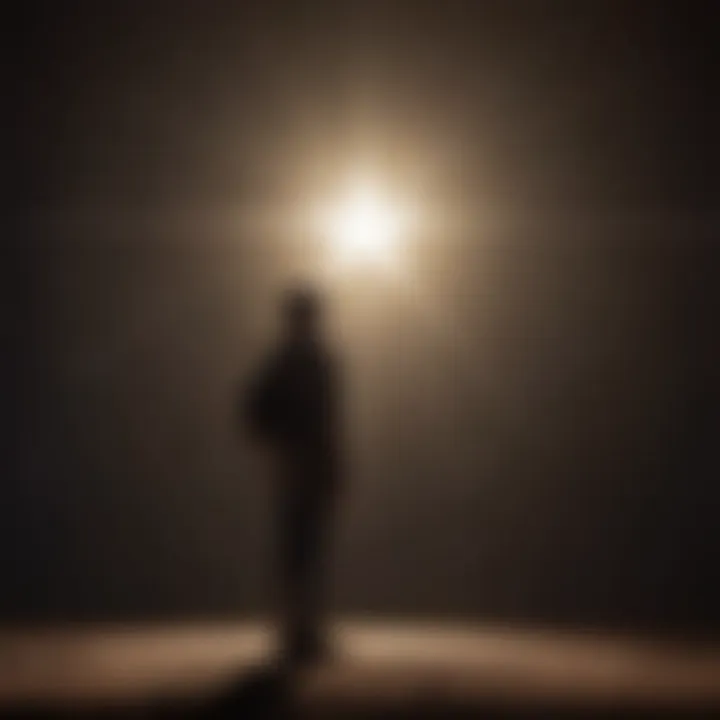 Silhouette of person standing under a shining star