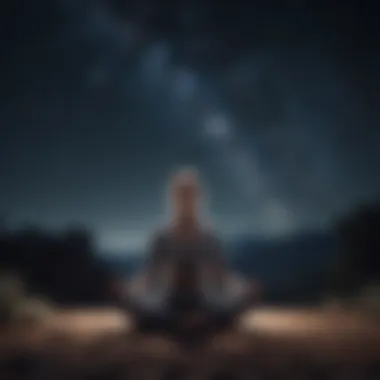 Person meditating under a starry sky
