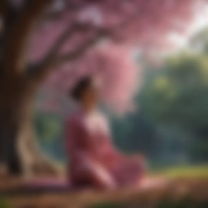 Illustration of a person meditating under a tree, emphasizing mindfulness and self-awareness