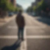 A person standing at a crossroad, contemplating choices