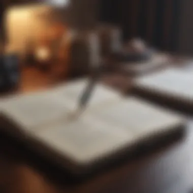 Reflective Journaling for Mental Clarity A journal open with a pen resting beside it