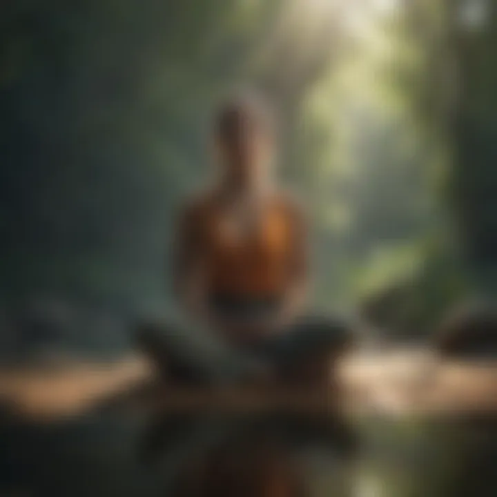 An individual meditating in a peaceful setting