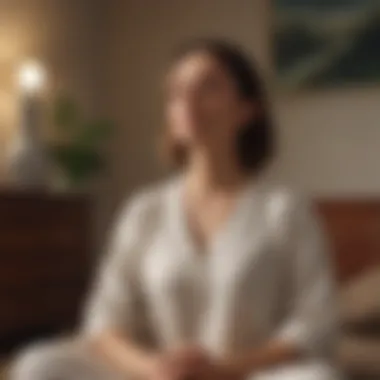 A person engaging in guided meditation with a focus on self-care