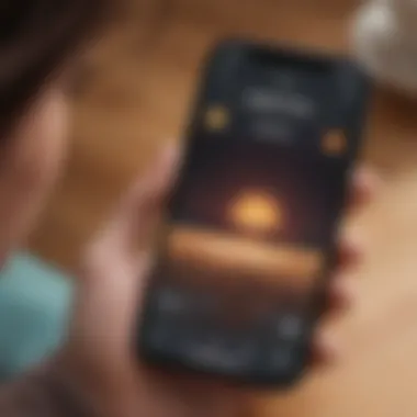 A close-up of a smartphone showing the Happy Mind App interface