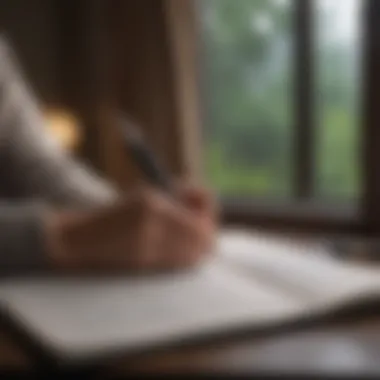 A journal open with a pen, depicting the practice of writing positive reflections.