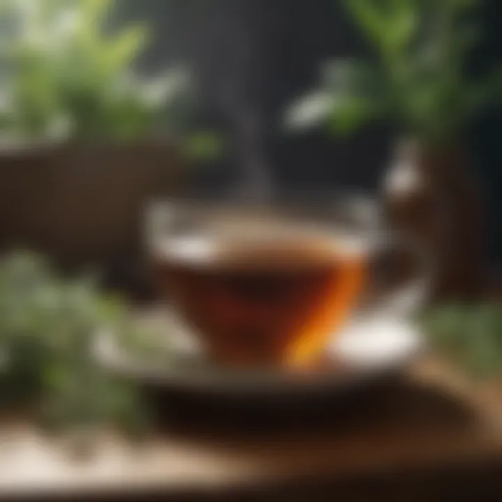 Herbal tea with relaxing herbs in a peaceful setting