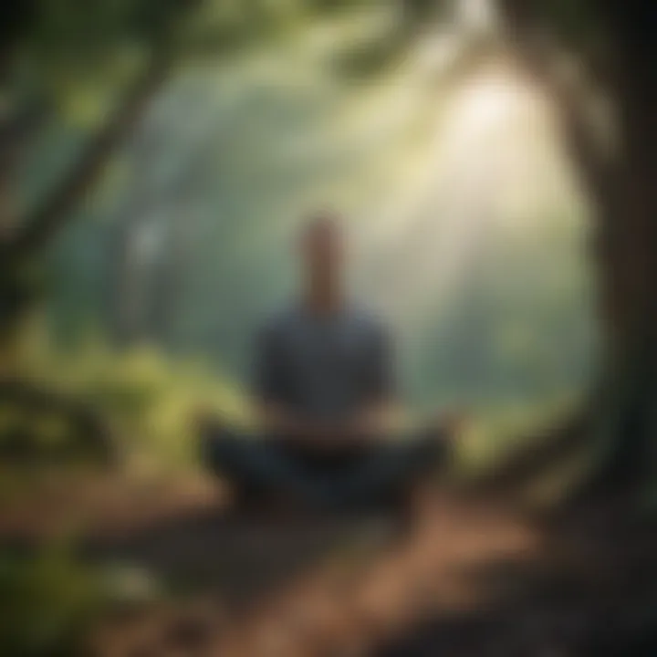 A person meditating in nature, embodying mindfulness and peace