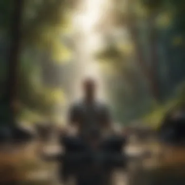 A person meditating in a tranquil environment