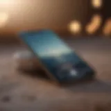 Close-up of a smartphone displaying a calming wallpaper