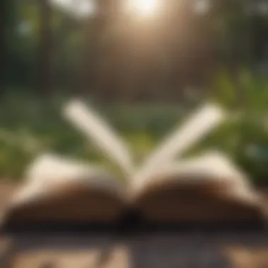 Wisdom of Mindfulness An open book with pages flipping in a gentle breeze