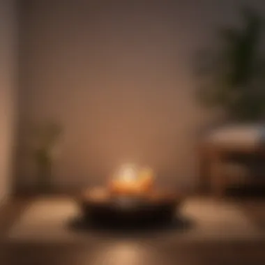 Meditation space with cushions and candles, inviting calmness.