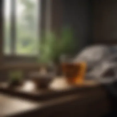 Natural Remedies for Restful Sleep A calming herbal tea beside a sleeping area