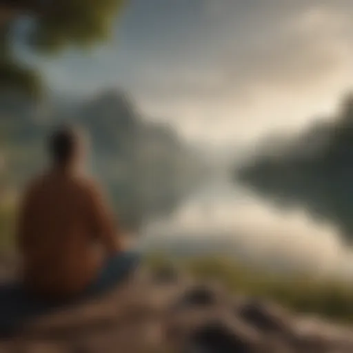 A contemplative scene depicting a person gazing out at a serene landscape, symbolizing introspection.