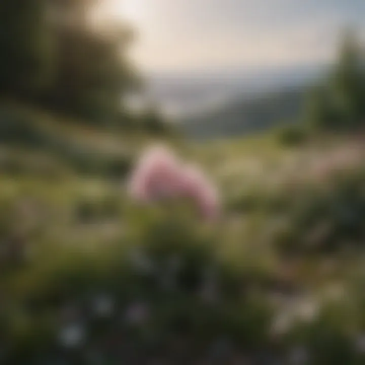 A serene landscape with blooming flowers symbolizing hope