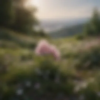 Symbol of Hope and Renewal A serene landscape with blooming flowers symbolizing hope