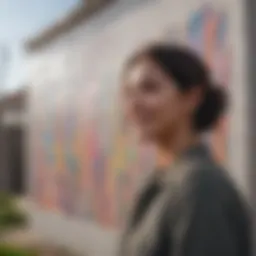 A vibrant mural depicting acts of kindness in a community setting