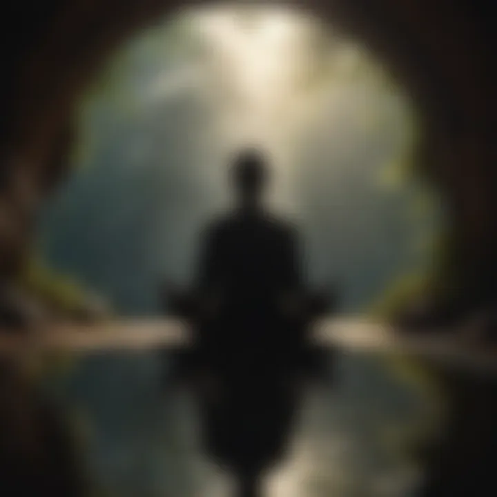 Silhouette of a person sitting in peaceful meditation