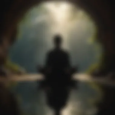 Finding Serenity Through Meditation Silhouette of a person sitting in peaceful meditation
