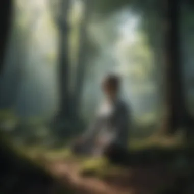 A person meditating in a tranquil forest setting