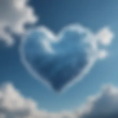 A heart-shaped cloud in a blue sky representing inspiration