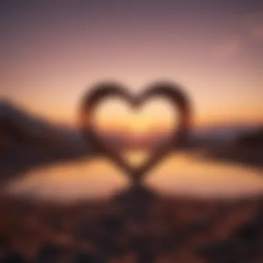 Symbolic Sunset of Love A serene landscape with a sunset symbolizing love