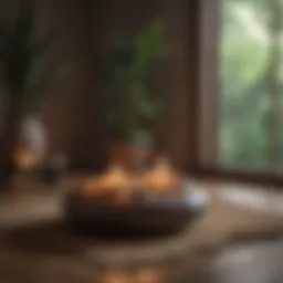 Tranquil meditation space with cushions and candles