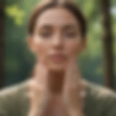 Close-up of a person practicing mindfulness outdoors