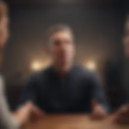 Leader posing question during performance review