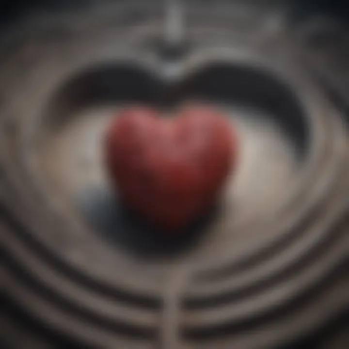 Illustration of a heart intertwined with a labyrinth