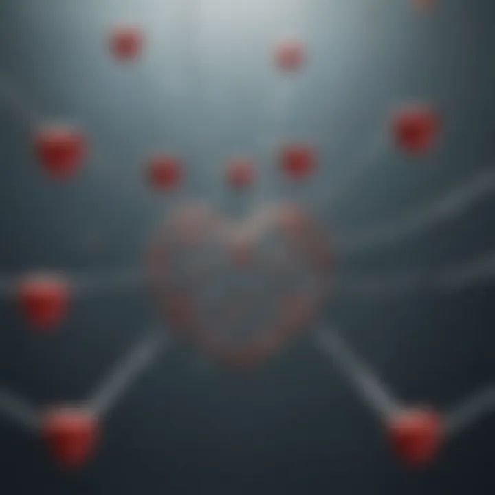 Illustration of a network of interconnected hearts symbolizing support