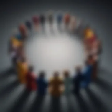 Artistic portrayal of diverse silhouettes merging into a supportive circle